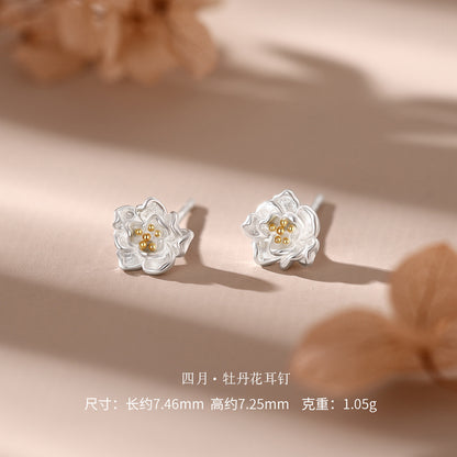 D廠【YC3383E】 足銀S999十二花神耳釘耳飾
 26.09-4