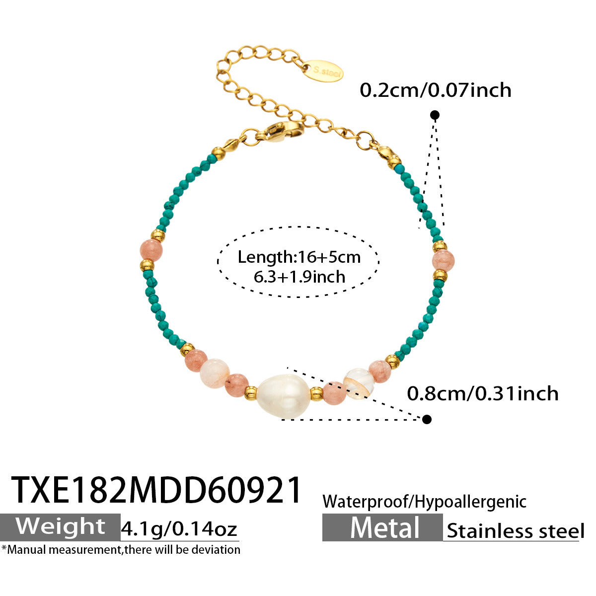 B廠【TXP181】 天然石淡水珍珠鎖骨鏈手鍊項鍊首飾套裝
 26.09-4