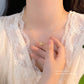 E廠【YC3779N】S999足銀鑲鑽兩朵花朵項鍊女時尚個性清新文藝氣質鎖骨鏈 24.05-4