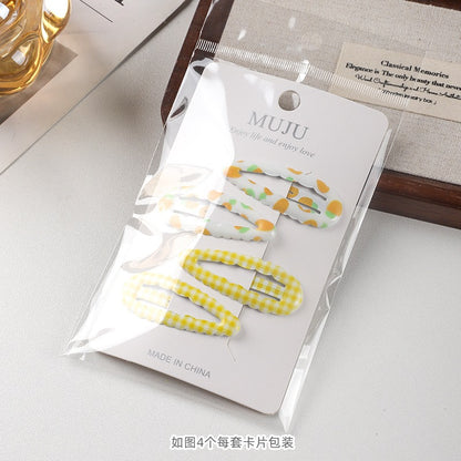 C廠【D071】4個卡裝髮夾髮卡印花多彩波浪BB夾髮飾甜美側邊瀏海夾 25.07-1「C廠-單筆結帳需滿，NT$500出貨(不含運費)」