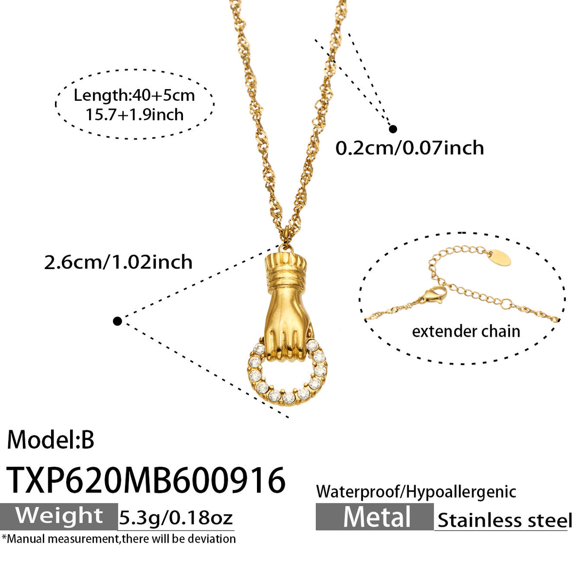 B廠【TXP620】 手掌握環淡水珍珠鋯石鏈條手鍊項鍊套裝
 26.09-4