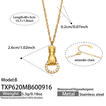 B廠【TXP620】 手掌握環淡水珍珠鋯石鏈條手鍊項鍊套裝
 26.09-4