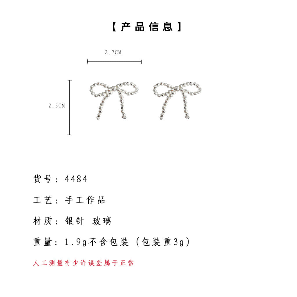 C廠【4484】ins小眾設計師款手工蝴蝶結耳環女甜美個性簡約通勤夏日新款耳飾 24.07-1