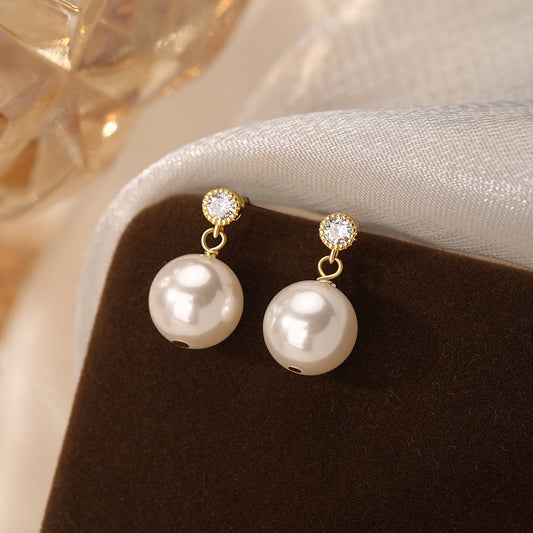 D廠【YC4090E】純銀S925氛圍感復古珍珠鋯石耳環女新款輕奢高級獨特設計耳環
 26.03-1