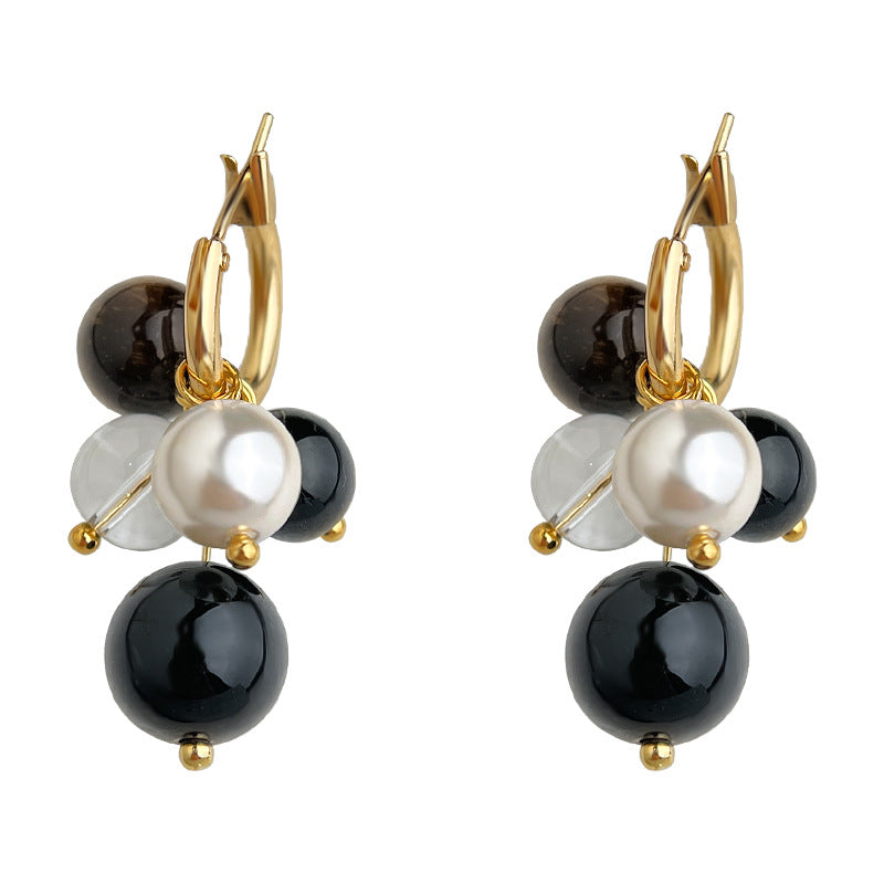 A廠【6464】虎眼石重工質感幾何圓形文藝復古美拉德風新款手工耳環耳環女
 25.10-3