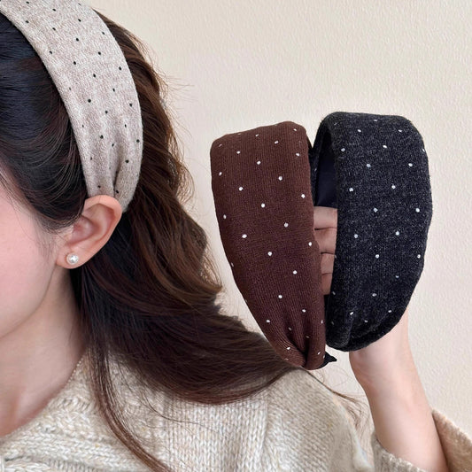 C廠【P81】韓版ins波點高顱頂寬邊髮箍女洋氣時尚氣質壓髮頭箍百搭髮卡頭飾
 25.12-2「C廠-單筆結帳需滿，NT$500出貨(不含運費)」