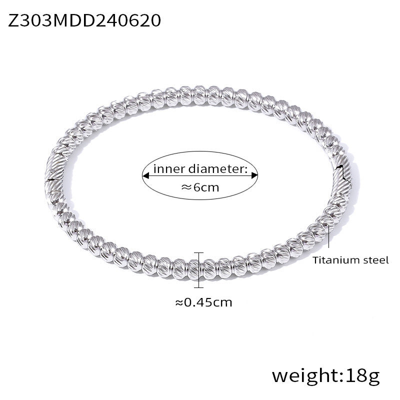 B廠【Z302】歐美跨國新款鈦鋼紋理圓珠手環簡約時尚百搭幾何珠手鍊 24.06-4