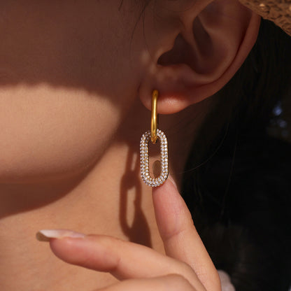 B廠【F234】跨境熱銷飾品304不鏽鋼鋯石精工黏鑽U型耳扣鍍18k真金耳飾 25.05-3