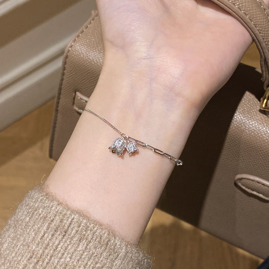 E廠【XDQ0810S】S925純銀鈴蘭花手鍊女時尚簡約立體花朵百搭手飾小眾輕奢
 25.11-4