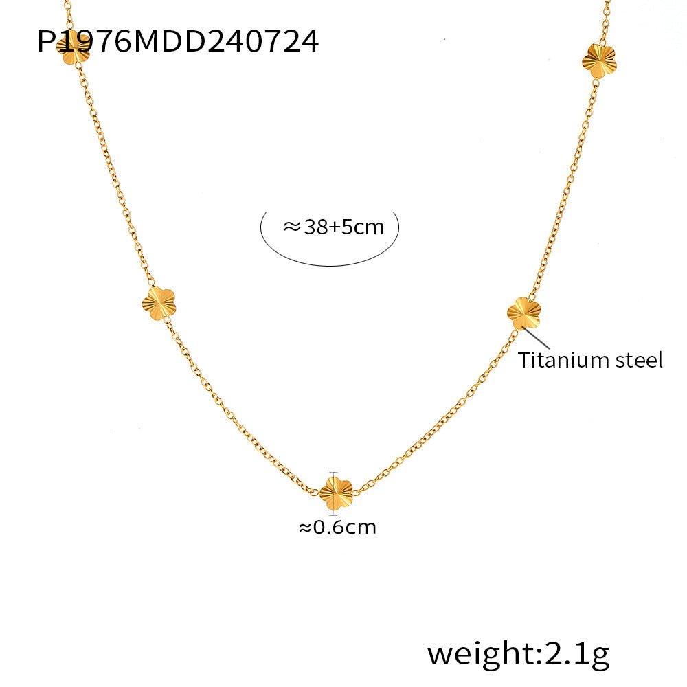 B廠【P1976】歐美ins風小喬花朵鎖骨鍊氣質優雅設計鈦鋼鍍18k真金小眾飾品 24.07-5