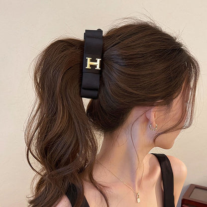 C廠【X255】黑色香蕉夾女金標H蝴蝶結高馬尾抓夾垂直夾高級感扭扭夾盤髮夾髮飾
 26.05-2「C廠-單筆結帳需滿，NT$500出貨(不含運費)」