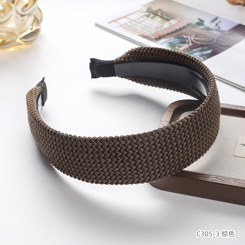 C廠【C305】針織毛線髮箍秋冬寬版髮捆頭飾純色高級感頭扣壓髮卡韓式洋氣頭箍
 25.11-4「C廠-單筆結帳需滿，NT$500出貨(不含運費)」