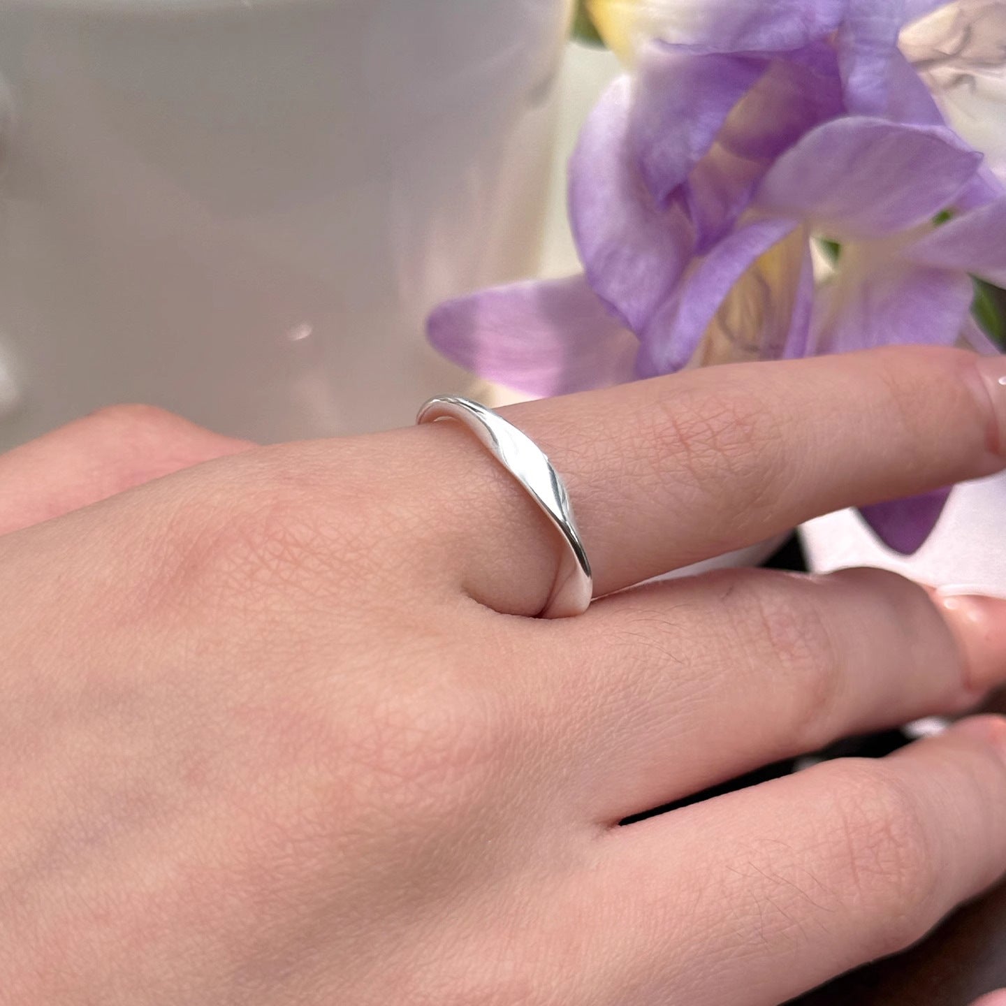 F廠【DQ8366R】足銀999莫比烏斯環戒指女ins風設計感素圈可調指環食指戒潮 25.07-1