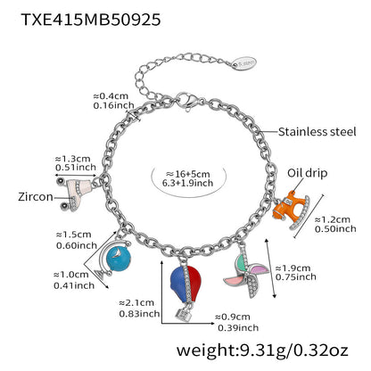 B廠【TXP415】新款飾品不鏽鋼滴油鋯石DIY多配件吊墜手鍊項鍊套組不掉色
 25.10-1