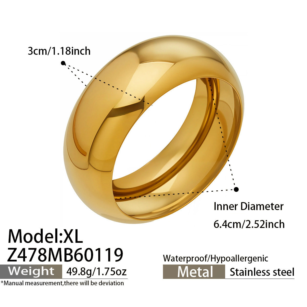 B廠【Z478】歐美簡約輕奢手環精拋光鏡面手鐲不鏽鋼材質鍍18k金時尚百搭飾品
 26.01-4