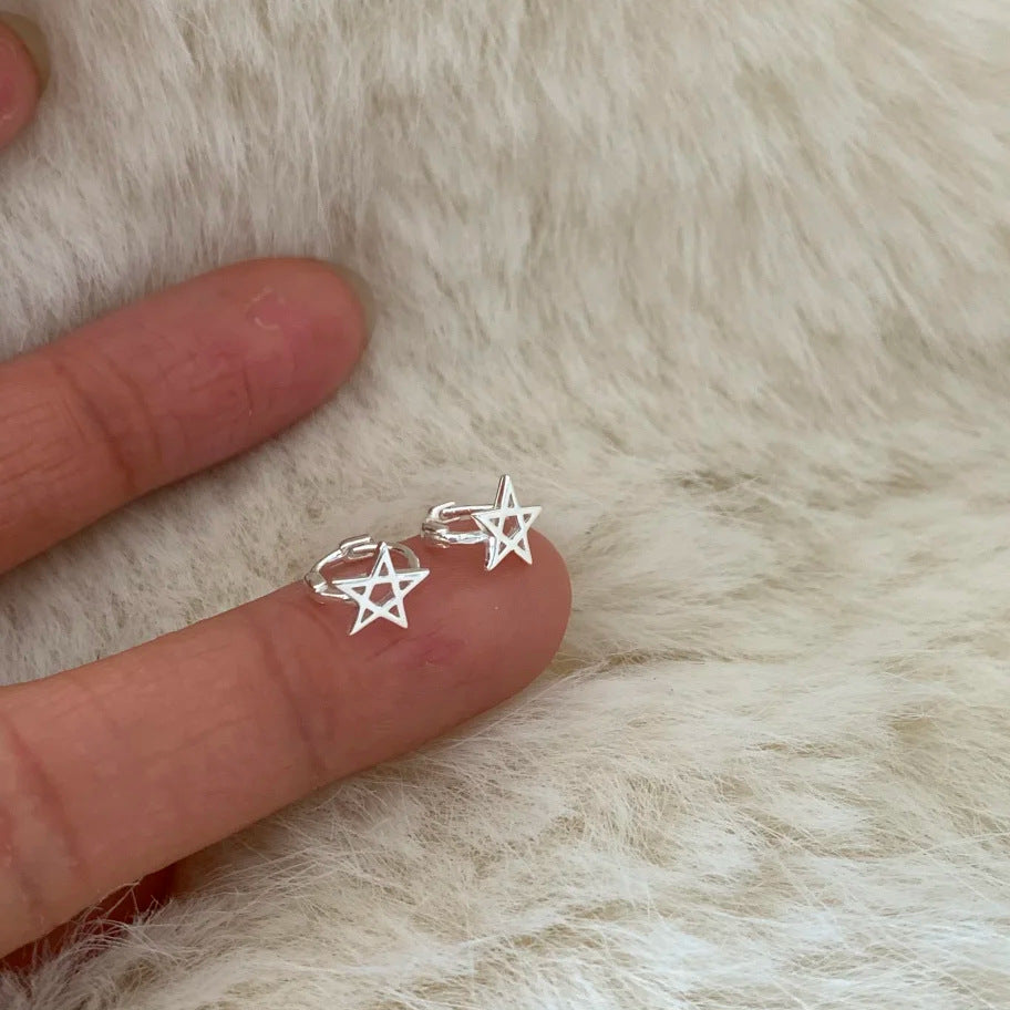 E廠【XDQ10756E】小眾設計S999純銀鏤空星星耳扣女簡約時尚五角星百搭耳飾ins
 26.04-5