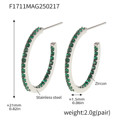 B廠【F1711】法式精細款INS風鈦鋼鑲嵌鋯石耳環女時尚輕奢簡約耳飾 25.02-3