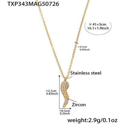 B廠【TXP342】全新中式飾品不銹鋼5A鋯石小辣椒狗骨頭個性雙層項鍊手鍊套裝 25.08-1