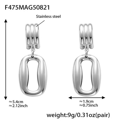 B廠【F475】跨境冷淡風不規則雙環空心耳環小眾簡約飾品鍍18k金不掉色 25.08-5
