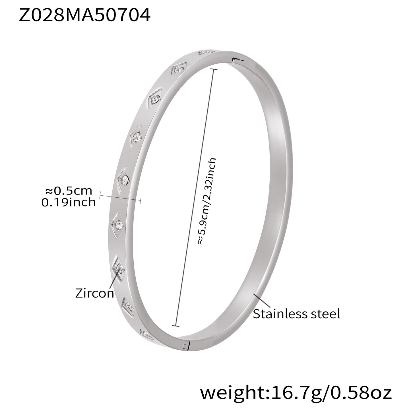 B廠【Z024】跨境新款簡約鈦鋼時尚鑲鑽素圈手鐲女歐美時尚女士手鐲手飾 25.07-2
