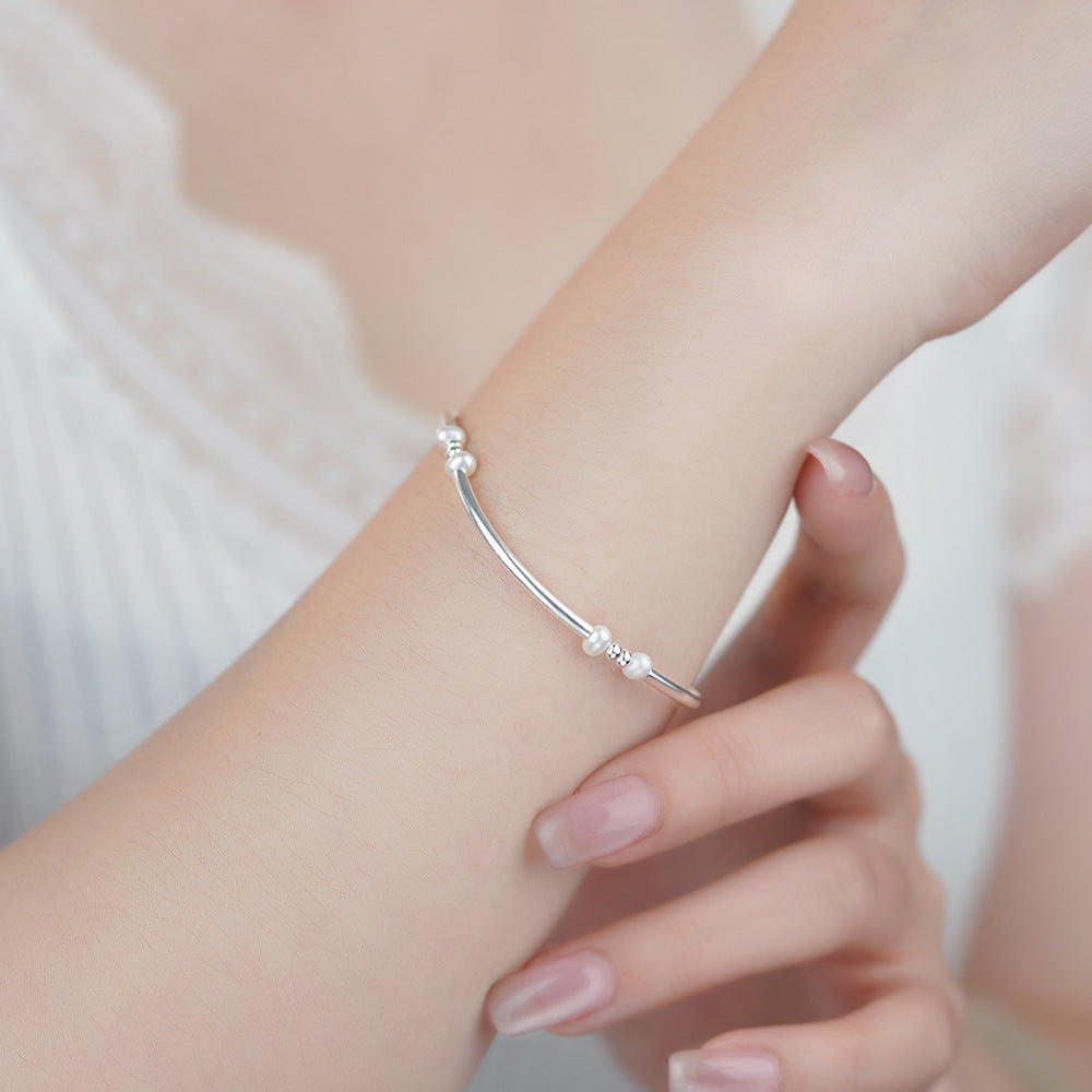 D廠【YC4711SL】足銀S999簡約圓珠珠珍珠手鍊女秋冬新款法式復古優雅溫柔手飾
 25.11-4