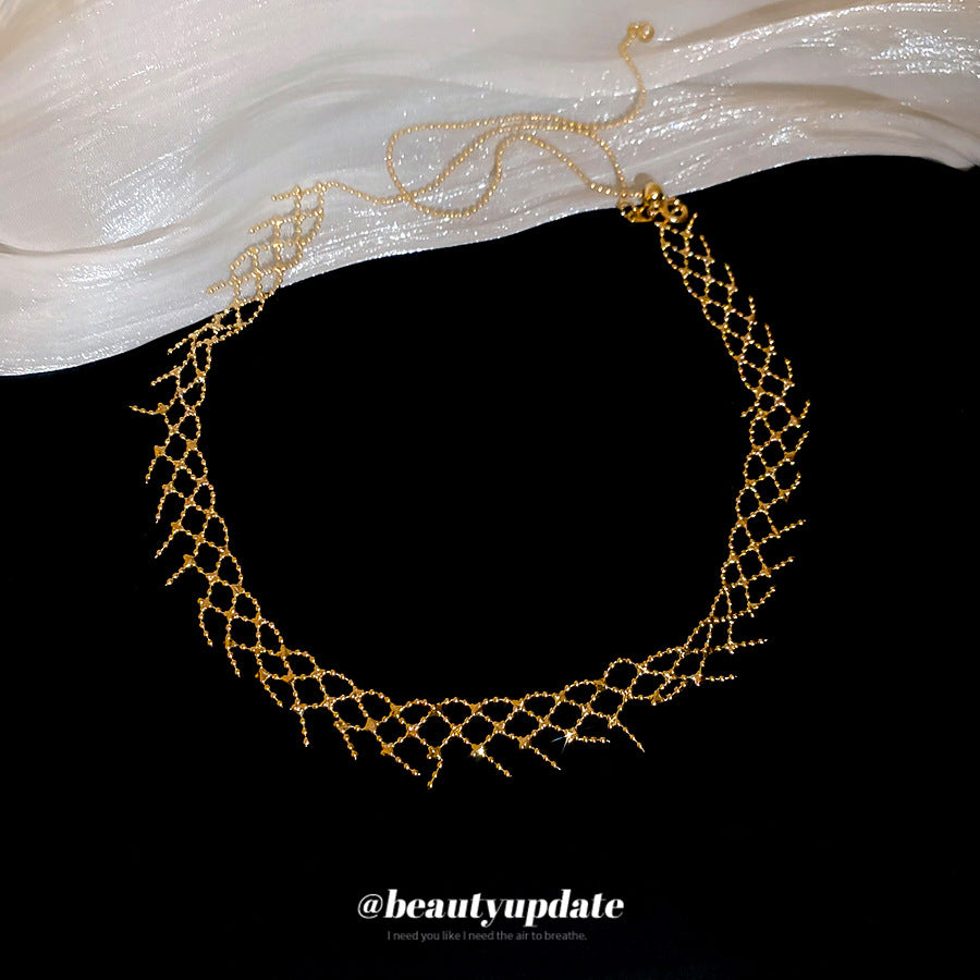 A廠【HN10478】韓系ins編織花邊鏤空項鍊個性小眾極簡風鎖骨鏈輕奢氣質百搭項鍊
 25.11-1