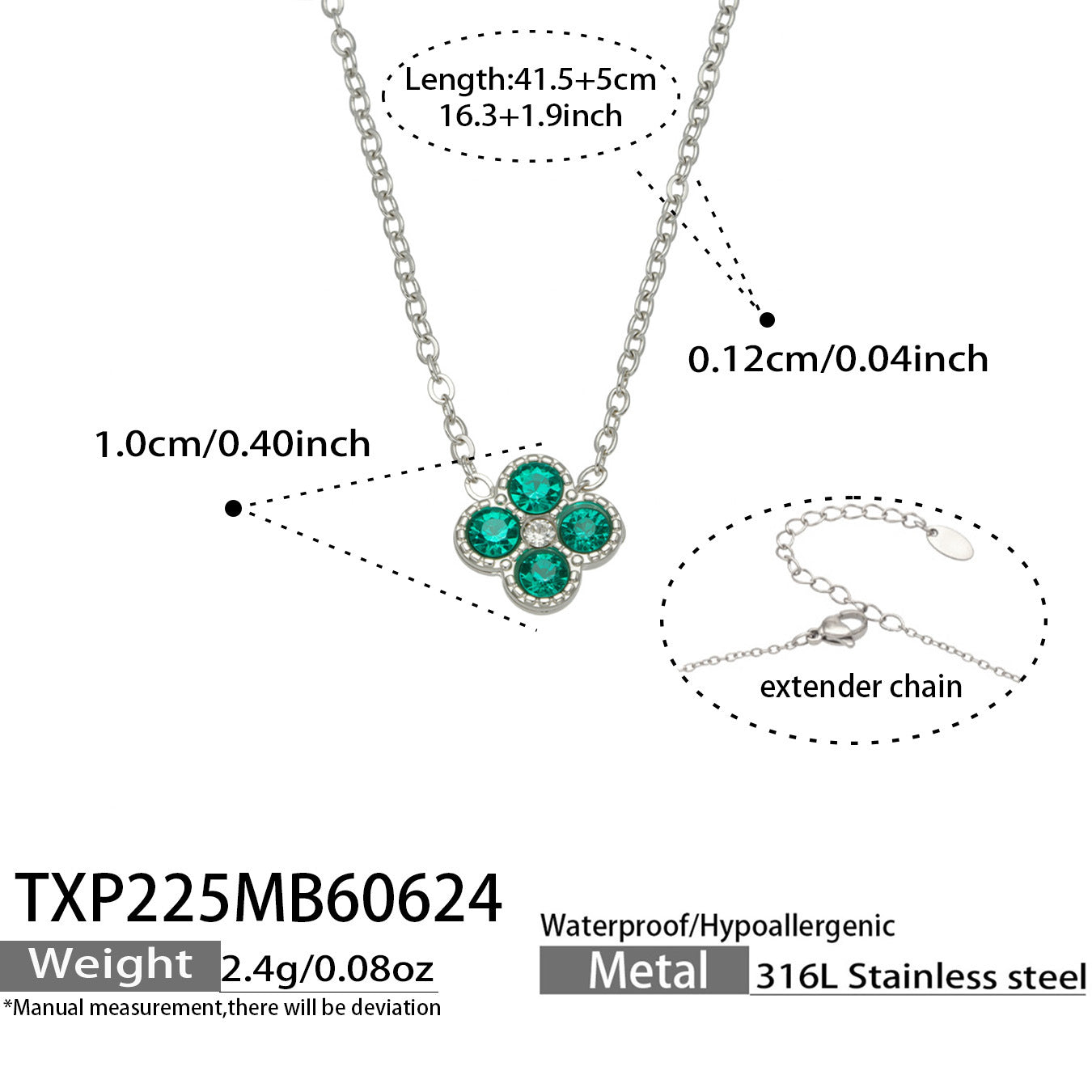 B廠【TXP225】跨境時尚花朵鑲水鑽耳釘ins小眾精緻女士項鍊首飾套裝不銹鋼飾品 26.07-1