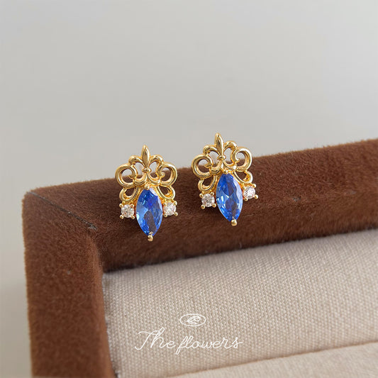 A廠【7163】鳶尾花系列原創設計鑲嵌鋯石個性輕奢風新款高級感耳飾耳環女
 25.11-4