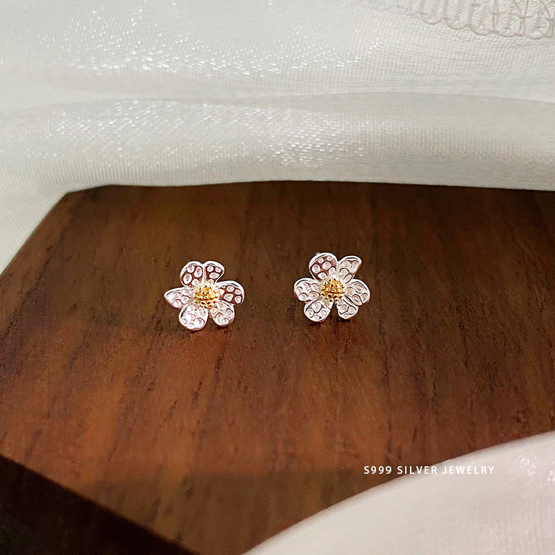 E廠【YC10227E】S999足銀迷你花朵小雛菊耳環女小巧精緻甜美養耳洞耳飾 24.06-2