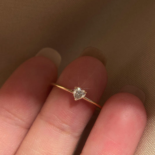 E廠【XDQ8841R】S925純銀簡約愛心白鋯極細戒指女ins風心形鋯石開口指環疊戴
 26.01-1