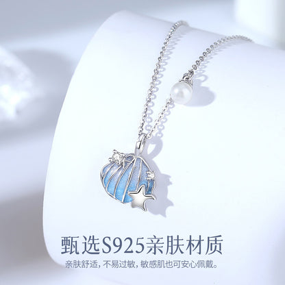 E廠【DQ2411N】原創一貝子項鍊女S925純銀輕奢高級感時尚夜光海星貝殼銀飾品
 26.03-1