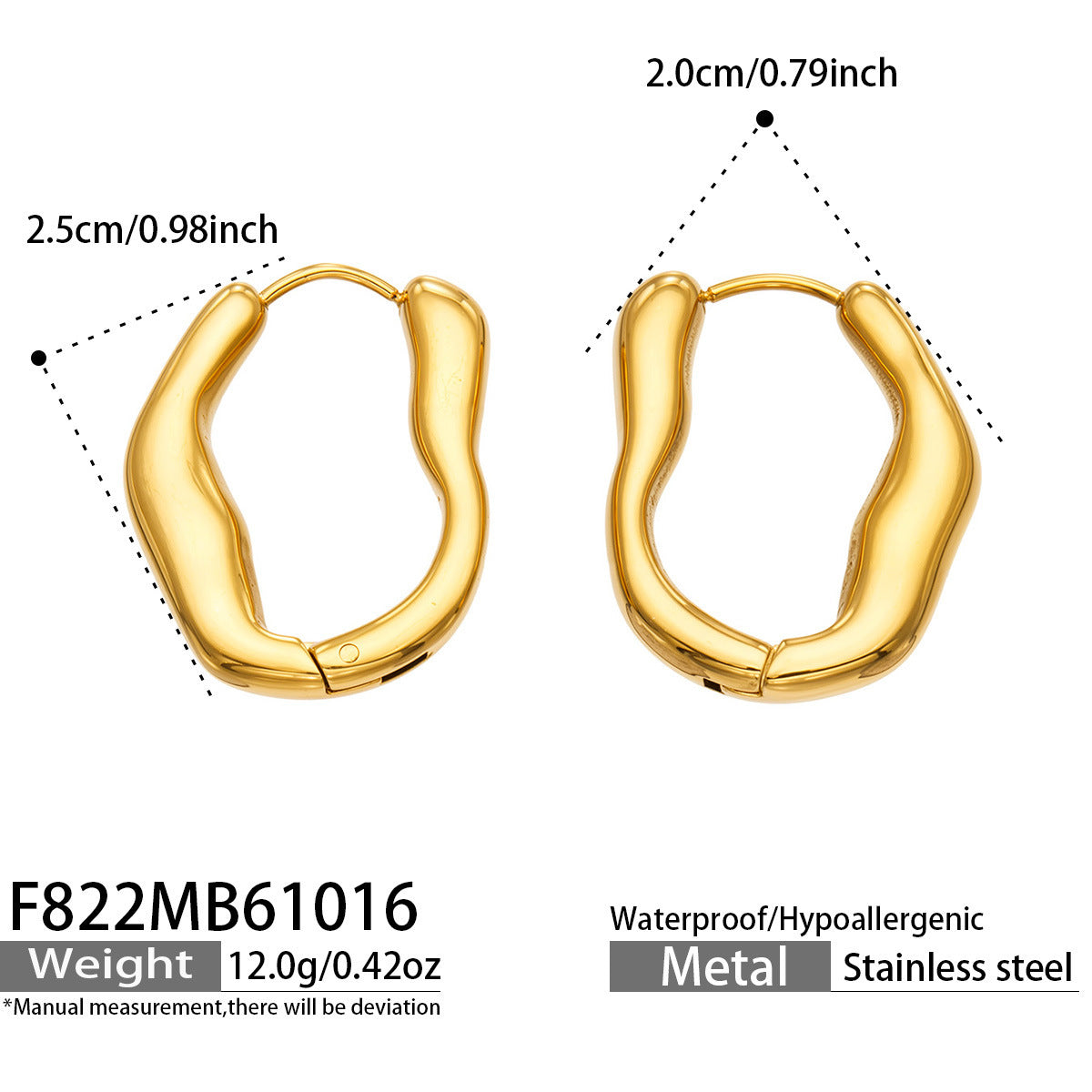 B廠【F822】ins風時尚不規則異形耳扣不鏽鋼小眾輕奢耳環
 26.10-4