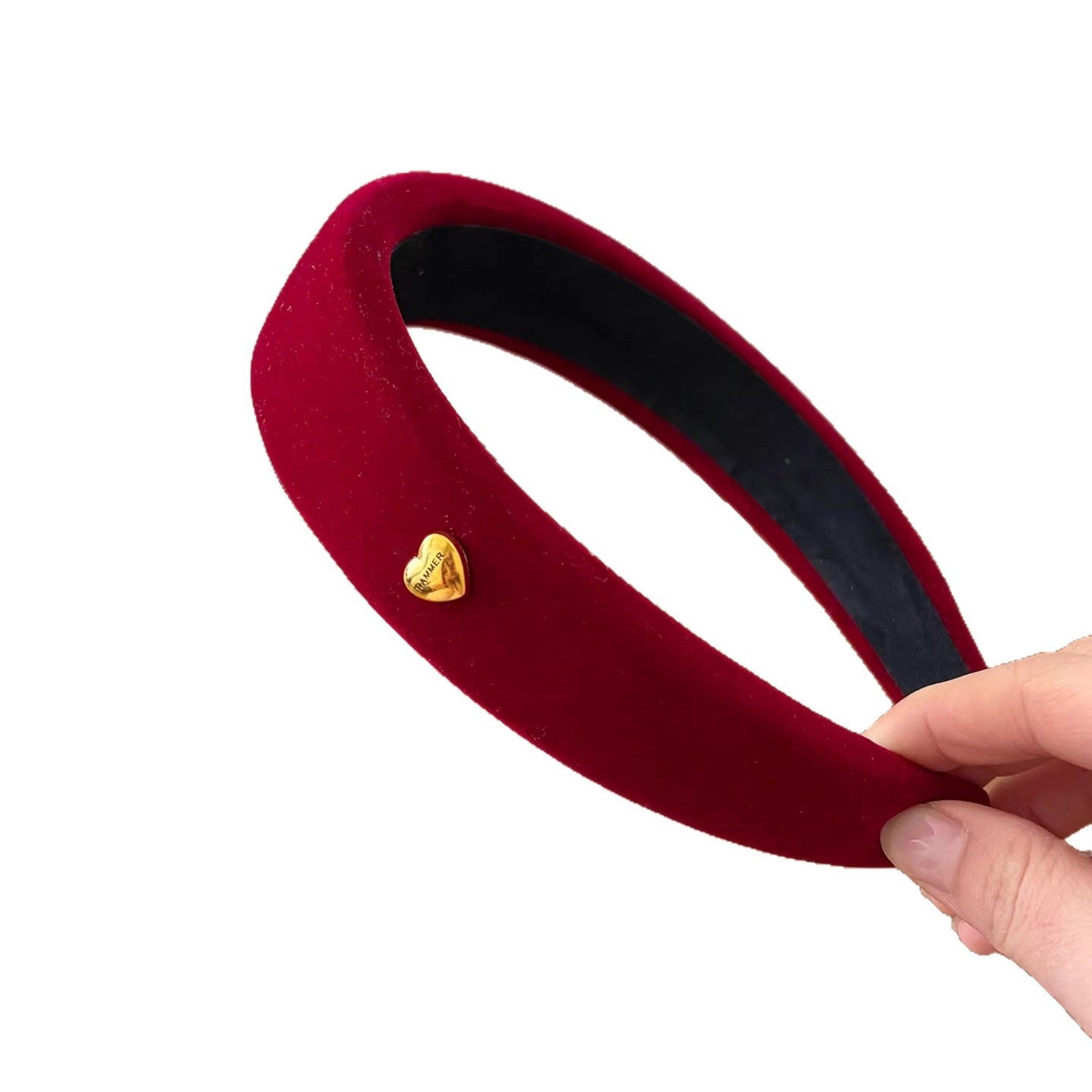 C廠【Y1065】酒紅色絲絨金標愛心髮箍女新年洋氣時尚壓髮頭箍洗臉氣質髮卡頭飾
 26.01-1「C廠-單筆結帳需滿，NT$500出貨(不含運費)」