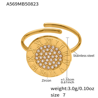 B廠【A569】跨國不鏽鋼鑲鋯石開口戒指組合鍍18k真金時尚簡約尾戒
 25.10-1