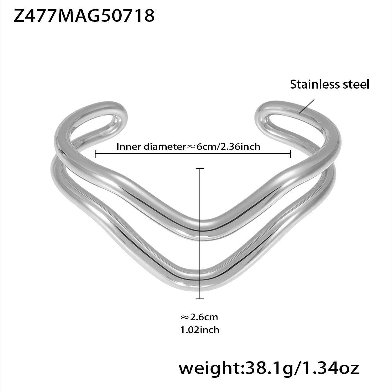 B廠【Z473】不鏽鋼幾何扭結卡扣手鐲鍍18k真金雙環百搭Z字造型個性手鐲 25.07-4