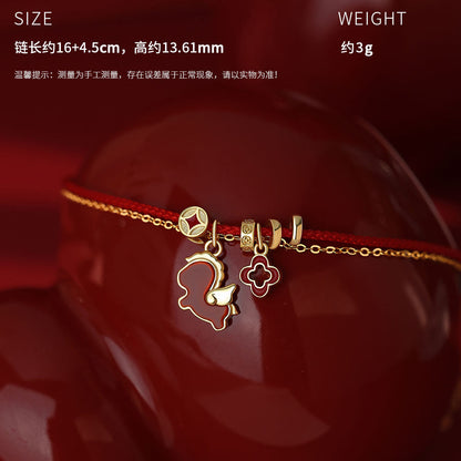 D廠【YC2901N】原創純銀S925以夢為馬項鍊馬年紅繩手繩氣質本命耳環喜慶手飾
 26.01-1