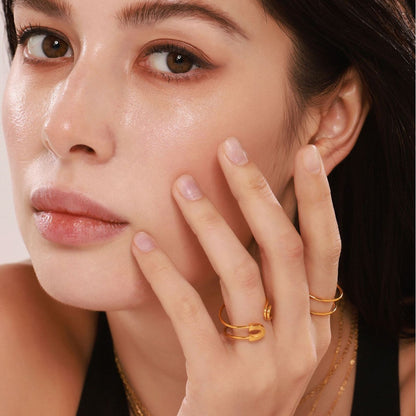 B廠【A126】創意別針線條開口可調整不銹鋼戒指指環獨特小眾設計感戒指 25.03-1