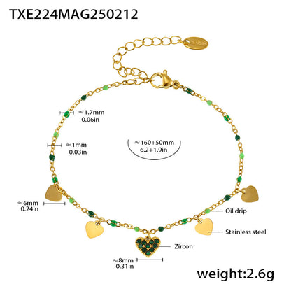 B廠【TXP224】歐美飾品時尚幻彩鋯石鈦鋼項鍊愛心鎖骨鏈不掉色首飾套裝女 25.02-3