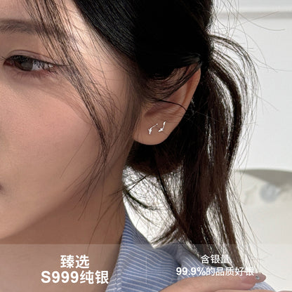 E廠【XDQ11241E】S999純銀簡約小清新海豚耳環女時尚迷你小魚百搭養耳洞耳飾品
 26.03-1