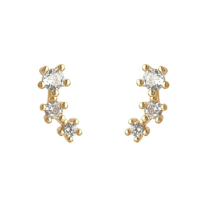 A廠【5446】跨境熱銷微鑲鋯石925銀針鍍14K簡約小巧通勤耳飾供應鏈耳環女 25.01-2