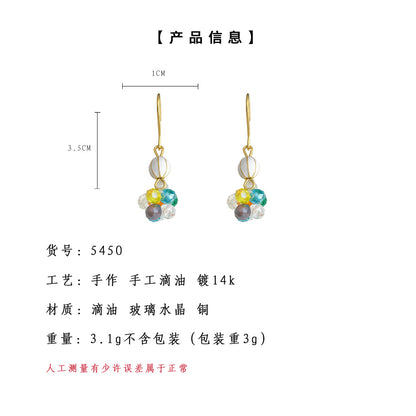 A廠【5450】春天款玻璃水晶彩色球球手作設計感原創新款耳環甜美耳環 25.01-3