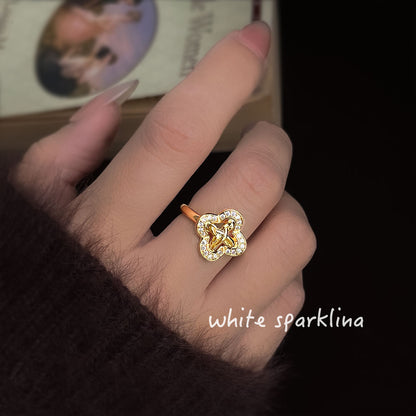 A廠【6904】厚鍍18K真金保色微鑲鋯石開口可調幾何時尚高級感戒指新 指環
 25.10-2