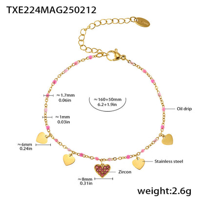 B廠【TXP224】歐美飾品時尚幻彩鋯石鈦鋼項鍊愛心鎖骨鏈不掉色首飾套裝女 25.02-3