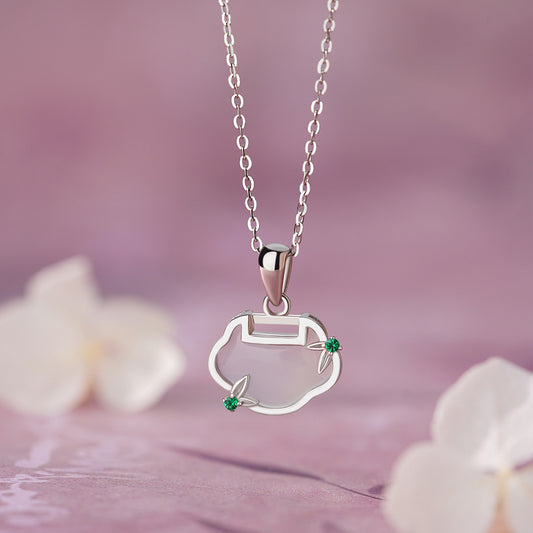 D廠【YC3837N】純銀S925竹節平安鎖項鍊新中式國風如意鎖吊墜小眾獨特鎖骨鏈
 26.03-1