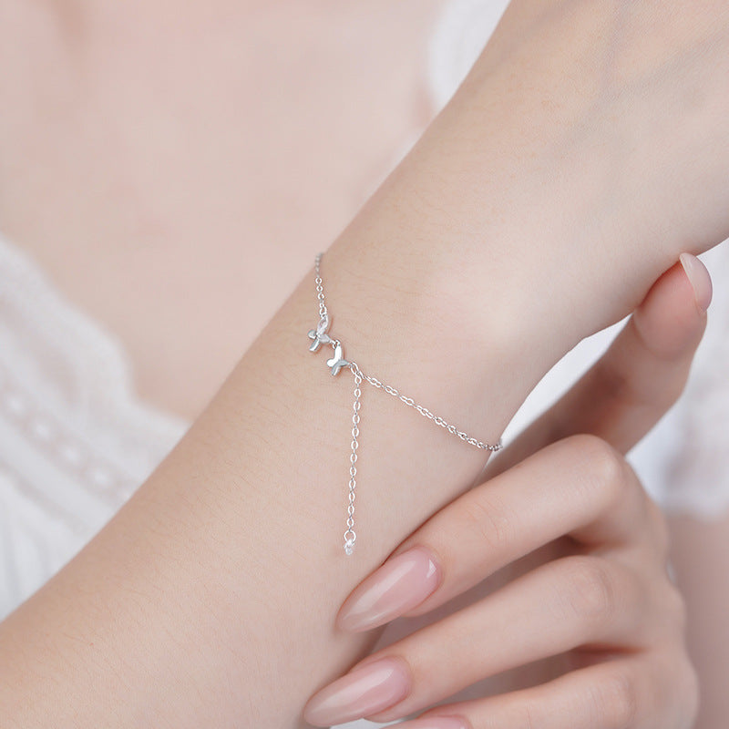 E廠【YC5115SL】S925純銀清新蝴蝶結流蘇手鍊甜美風可愛百搭氣質休閒小眾手飾
 25.10-5