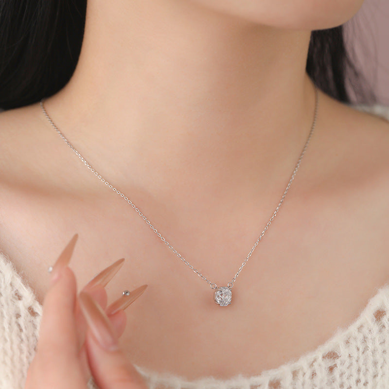 D廠【YC0163N】純銀S925玫瑰切白鑽方形項鍊簡約輕奢高級感法式清新小眾項鍊
 26.03-2