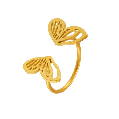 B廠【A221】跨國時尚幾何蝴蝶開口戒指女小眾設計指環電鍍18k金不掉色 25.03-1