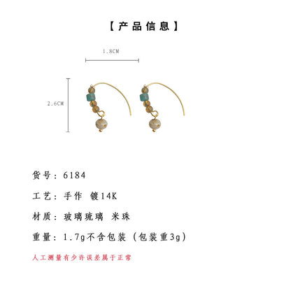 A廠【6184】文藝復古琉璃耳環國潮原創設計簡約通勤高級感耳飾耳環女 25.06-1