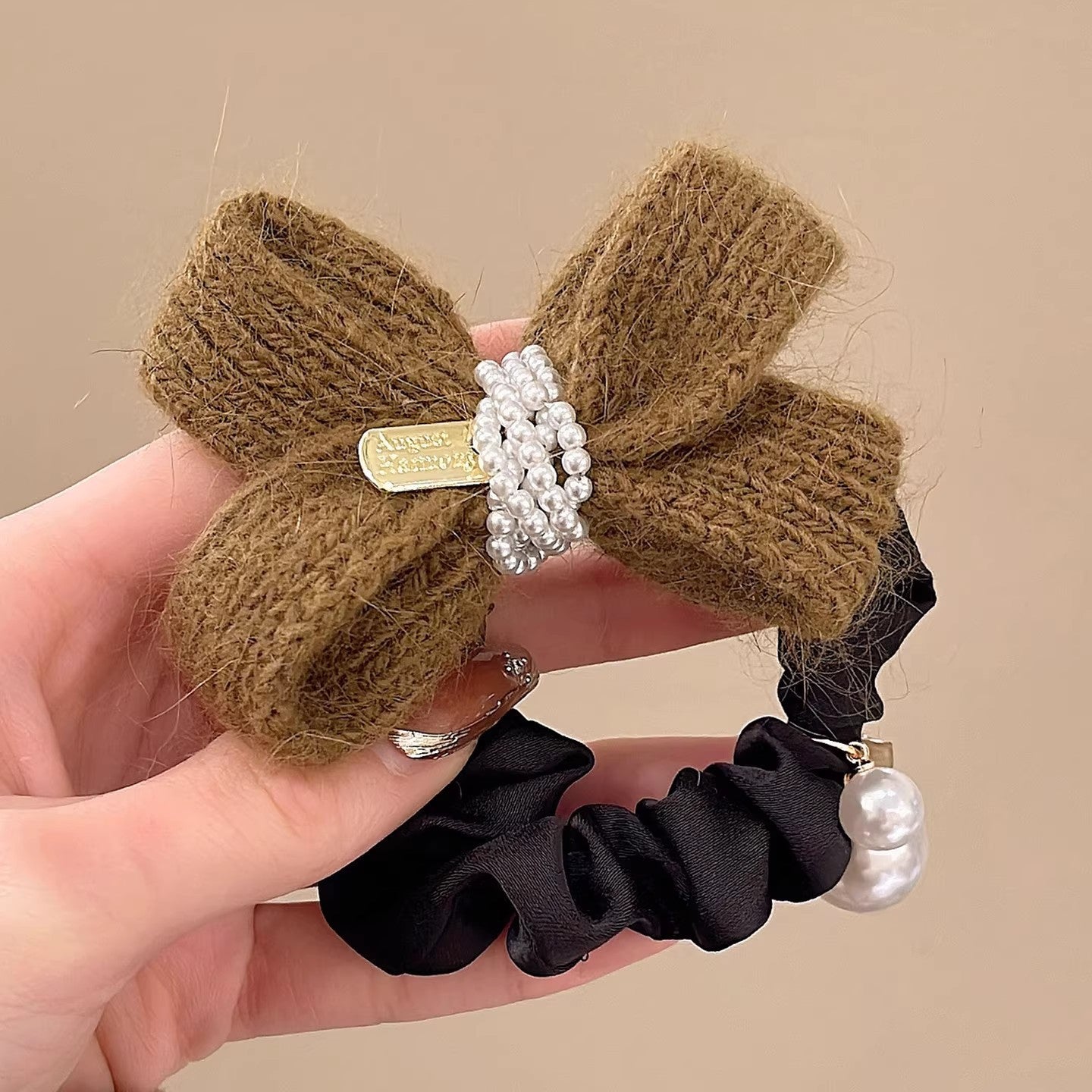 C廠【Y1072】秋冬毛線蝴蝶結針織髮圈女款高級感百搭頭繩扎丸子頭馬尾髮繩頭飾
 26.01-2