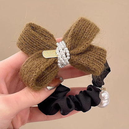 C廠【Y1072】秋冬毛線蝴蝶結針織髮圈女款高級感百搭頭繩扎丸子頭馬尾髮繩頭飾
 26.01-2